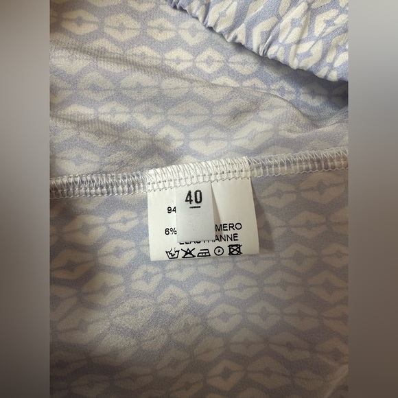 Whyci Milano Womens Printed Elastic Waist Slim Trouser Pants Blue White Sz IT 40 - Picture 4 of 7